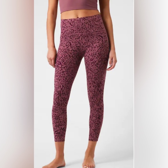 Athleta Pants - Athleta | Salutation II Stash Pocket 7/8 Leggings, Pink leopard, size me…